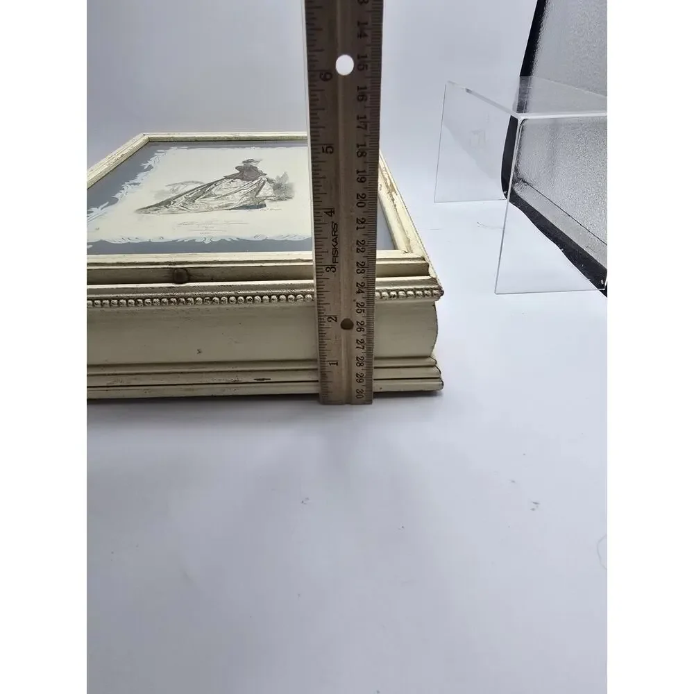 Vintage Victorian Style Jewelry Dresser Box Wood Noble Dame Litho Kip Pouquet